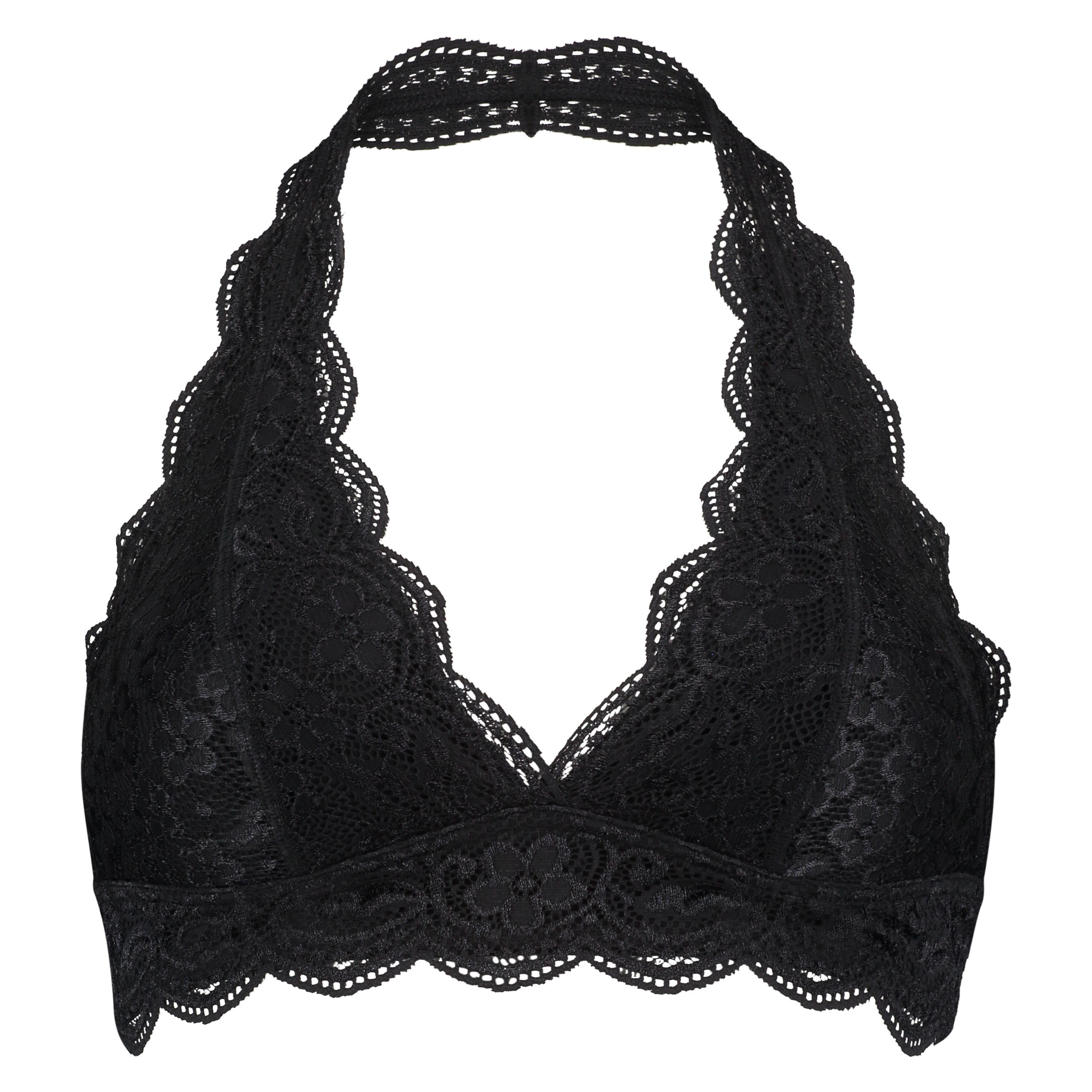 Koronkowa braletka typu halter, Czarny, main