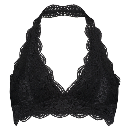 Koronkowa braletka typu halter, Czarny
