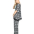 Pyjama pants Macy lace print, Czarny