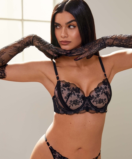 Usztywniony biustonosz z fiszbinami Steph, Czarny