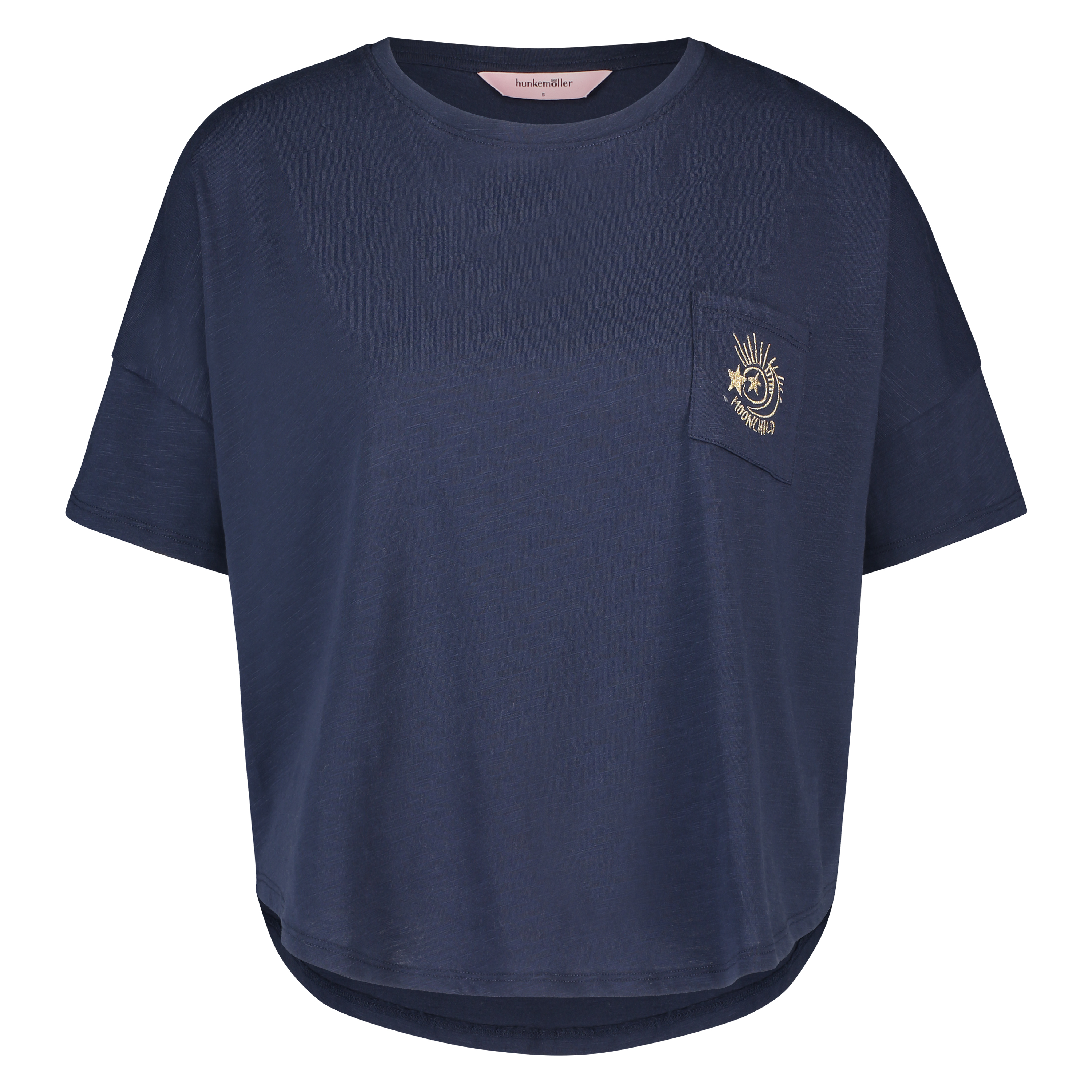 Luźna góra od piżamy z długim rękawem, Niebieski, main