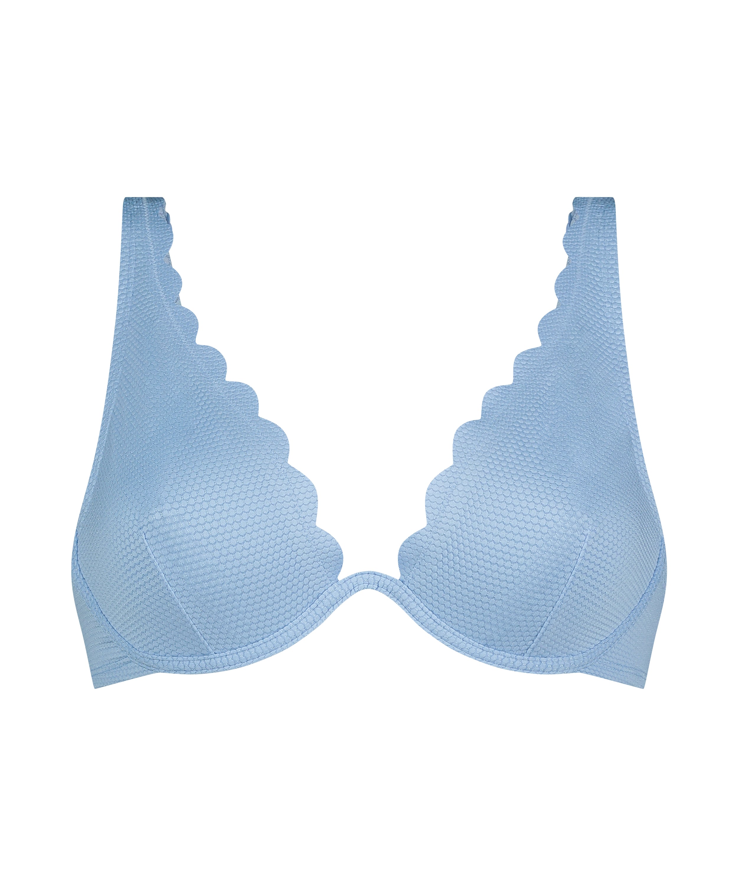 Nieusztywniona p&oacute;łokrągła g&oacute;ra od bikini z fiszbinami, Niebieski, main