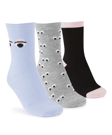 3 pairs of cotton socks, Niebieski