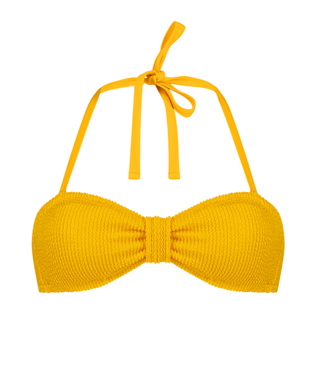 G&oacute;ra od bikini typu bandeau Crinkle, Ż&oacute;łty