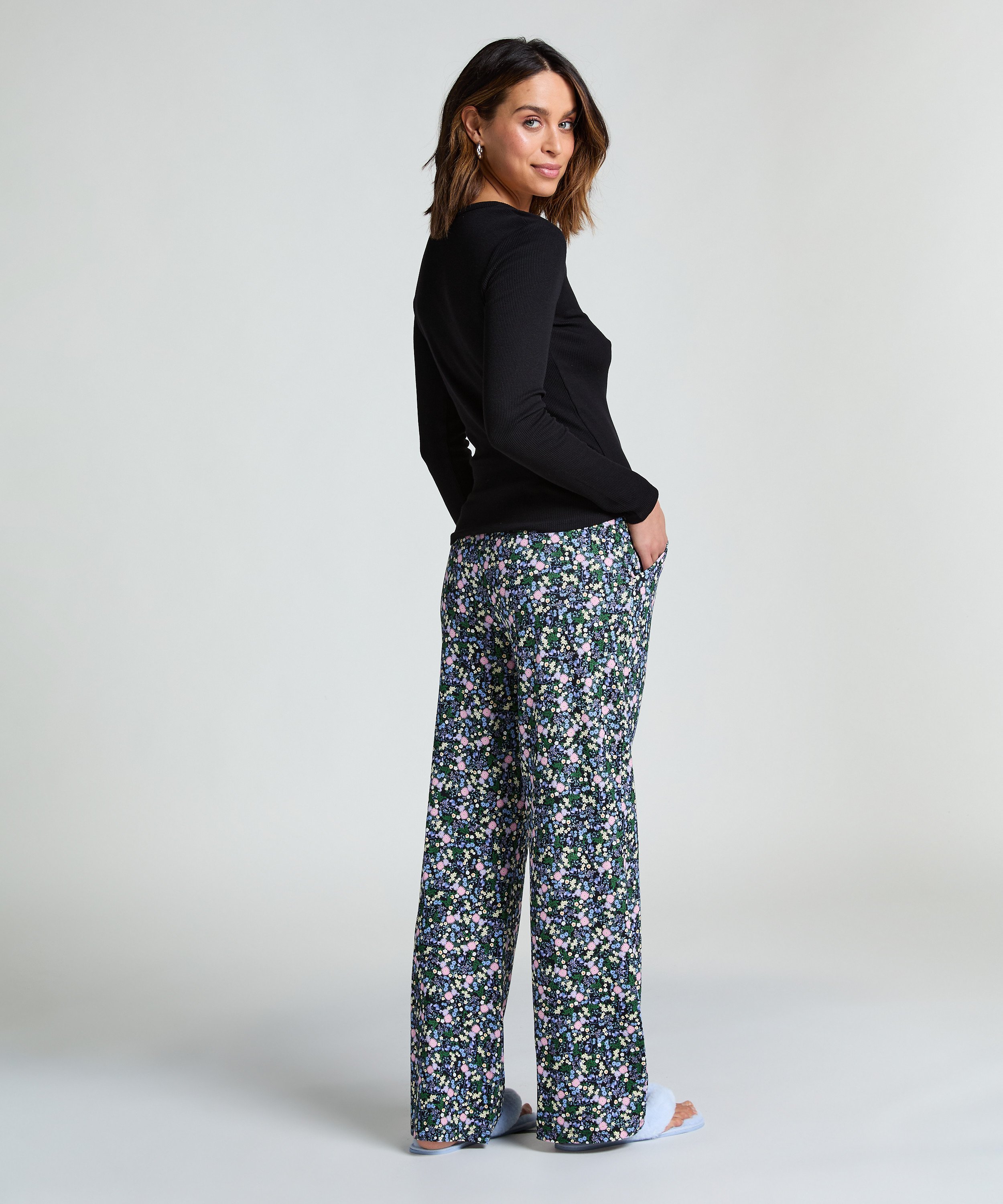 Top piżamowy z długimi rękawami, Czarny, main