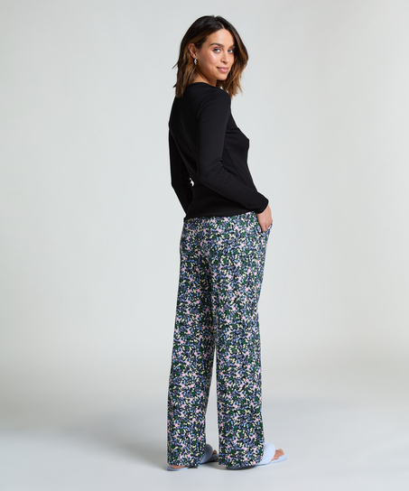 Top piżamowy z długimi rękawami, Czarny