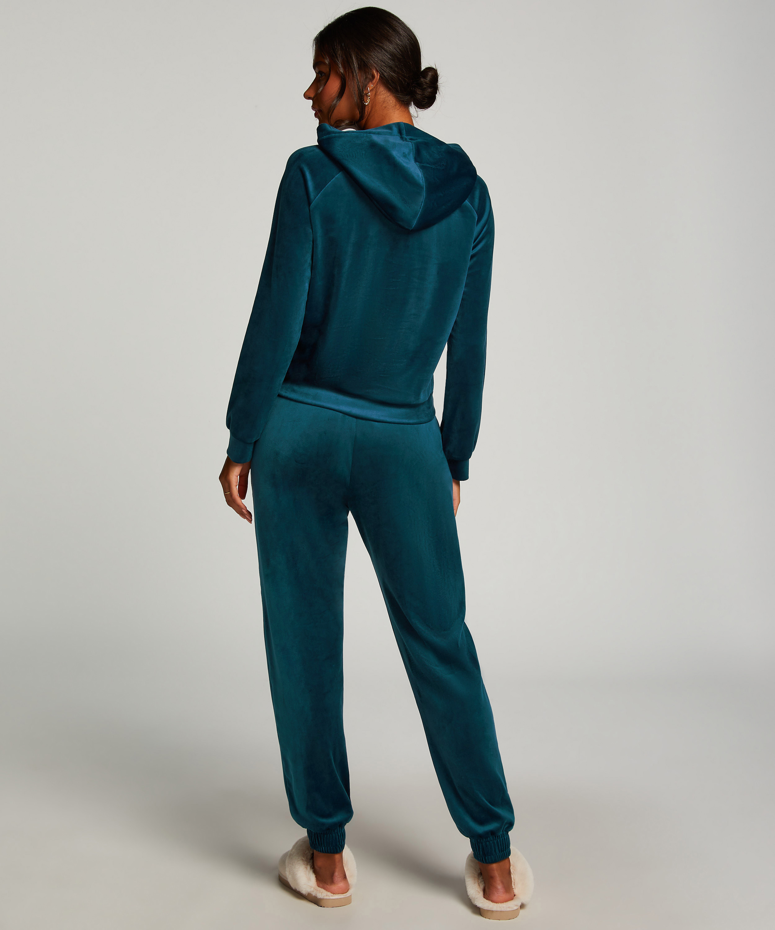 Joggery welurowe ze szczypankami, Niebieski, main