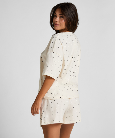 Zestaw Piżamowy Cotton Jersey Kr&oacute;tki, Biały