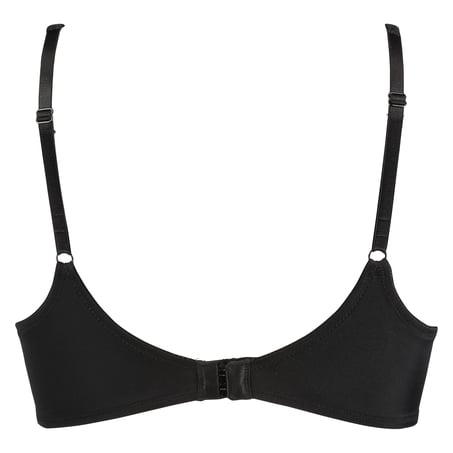 Satynowy usztywniony biustonosz z fiszbinami, Czarny