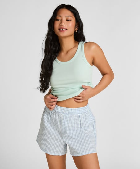 Szorty Piżamowe Seersucker, Niebieski