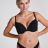 G&oacute;ra od bikini push-up z fiszbinami, z falowanym brzegiem, miseczki A &ndash; E, Czarny