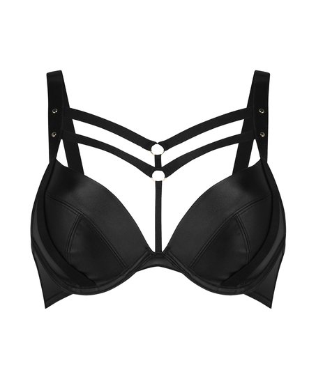 Usztywniony biustonosz push-up z fiszbinami Shadow, Czarny
