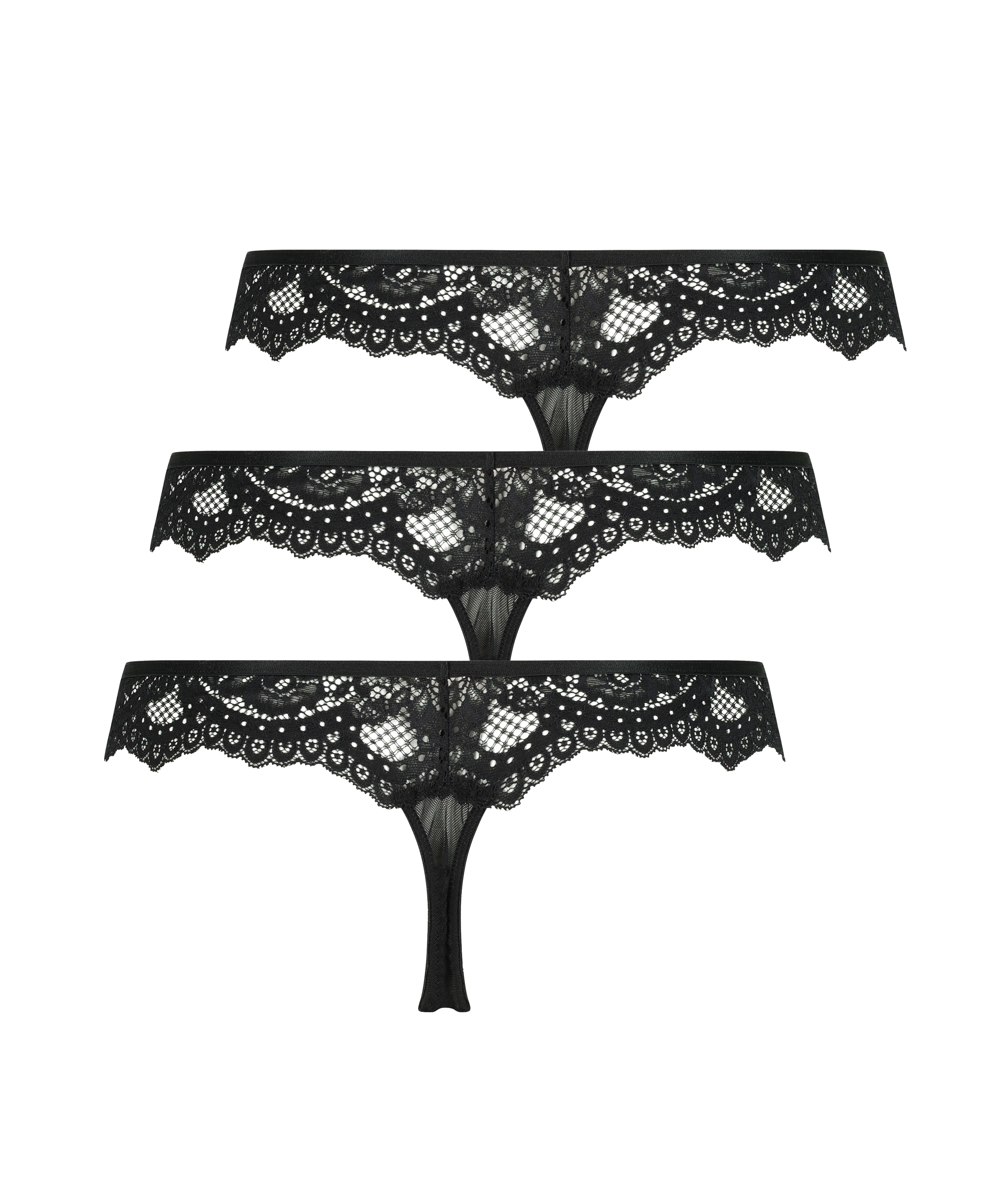 3-Pack Rosangel string r, Czarny, main