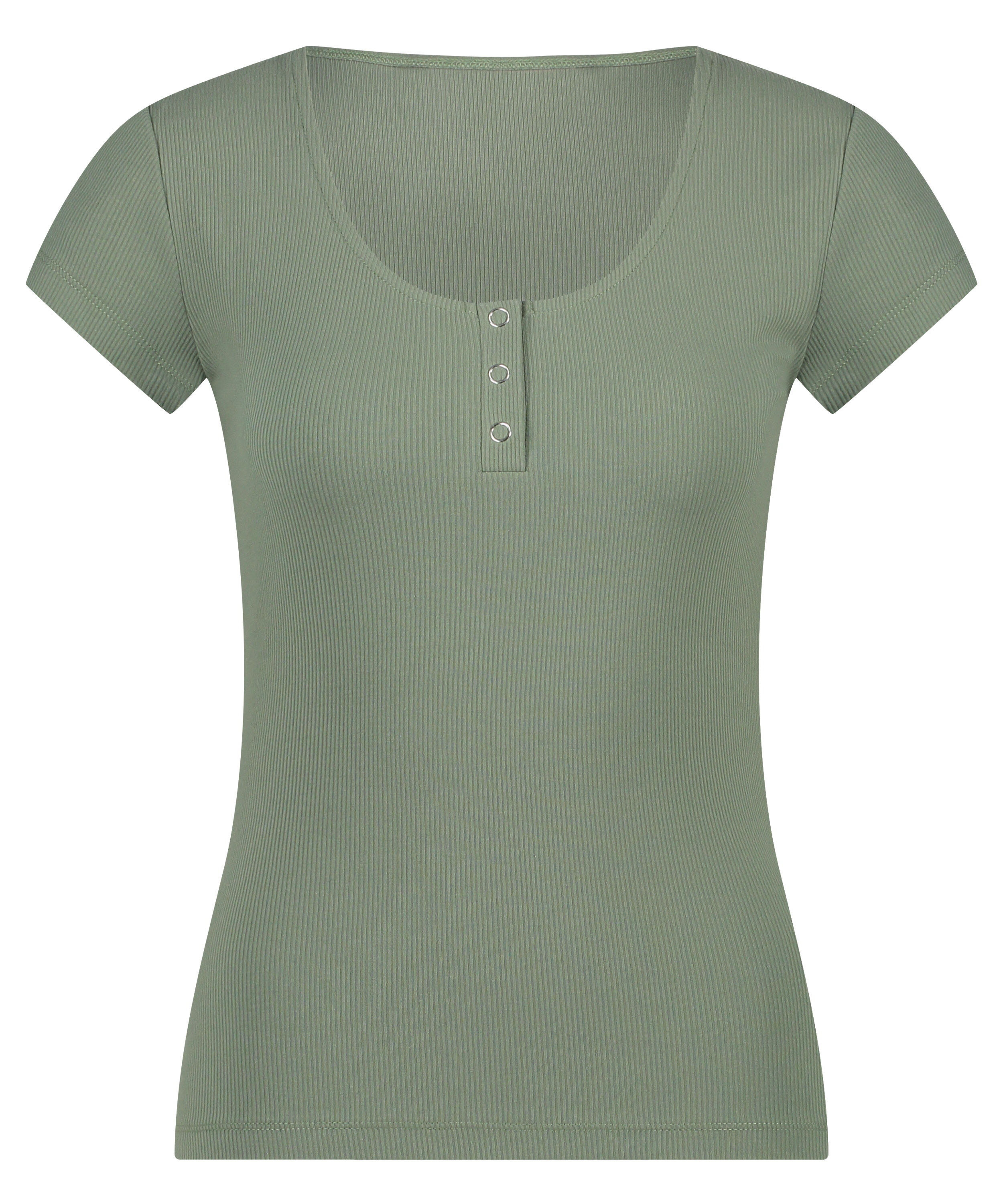 Top od piżamy z kr&oacute;tkimi rękawami Henley, Zielony