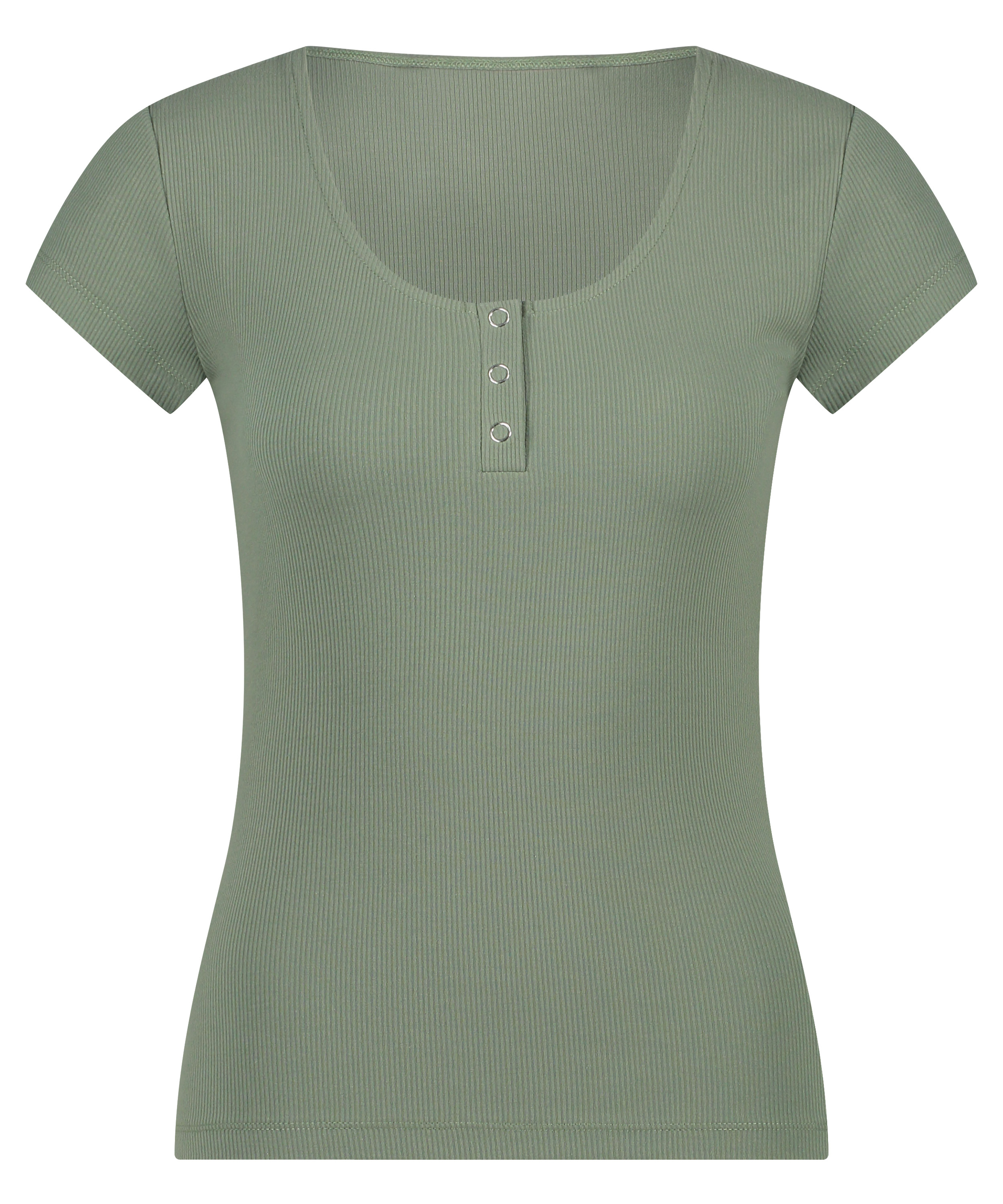 Top od piżamy z kr&oacute;tkimi rękawami Henley, Zielony, main