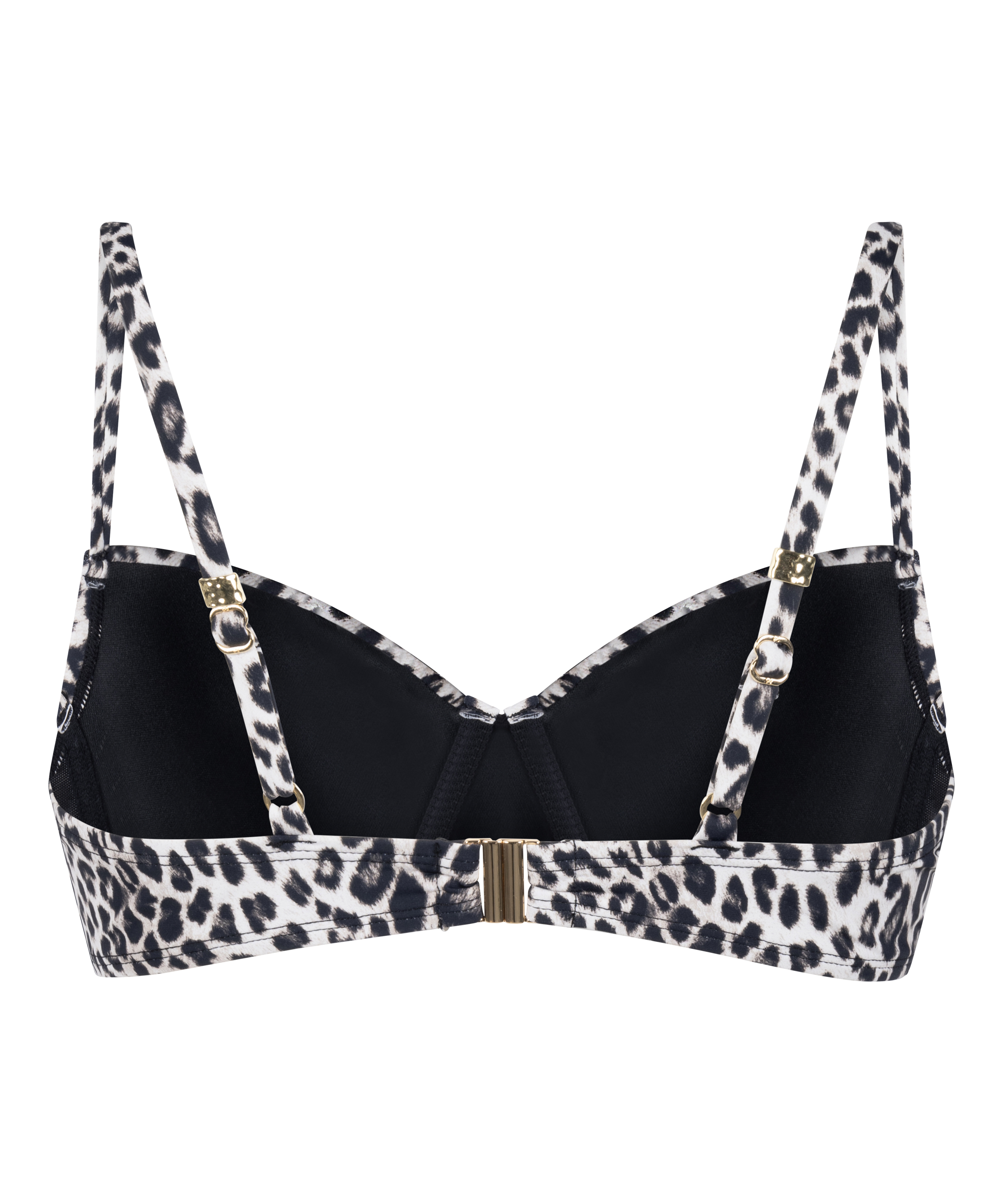 Biustonosz Bikini z Fiszbinami i Wkładkami Leopard, Czarny, main