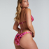 Majtki Bikini Wysoko Krojona Floral, R&oacute;żowy