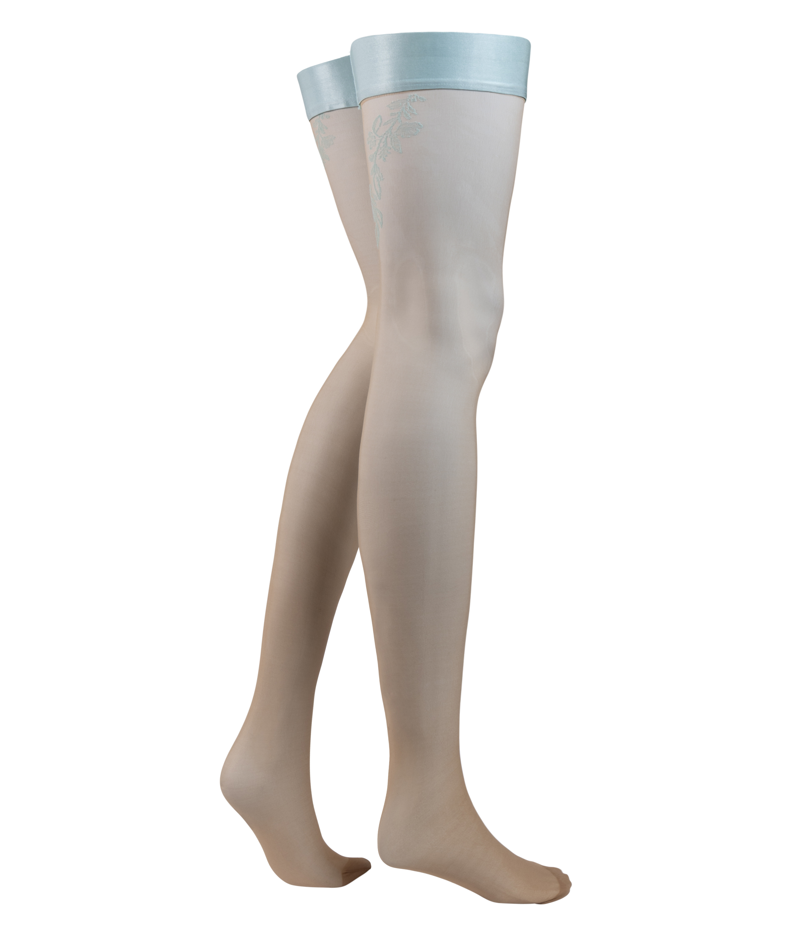 Pończochy samonośne Ashley, Niebieski, main