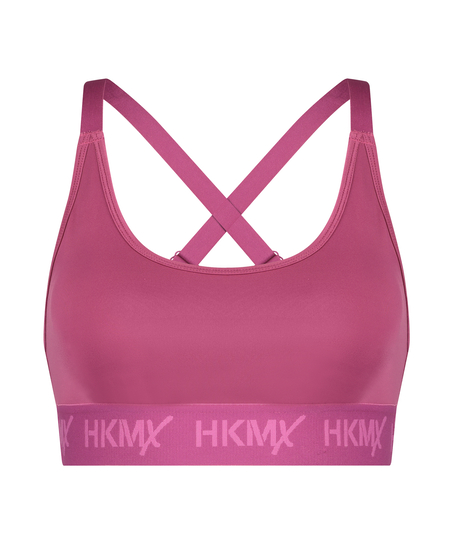 Biustonosz sportowy HKMX The Crop Logo Level 1, R&oacute;żowy