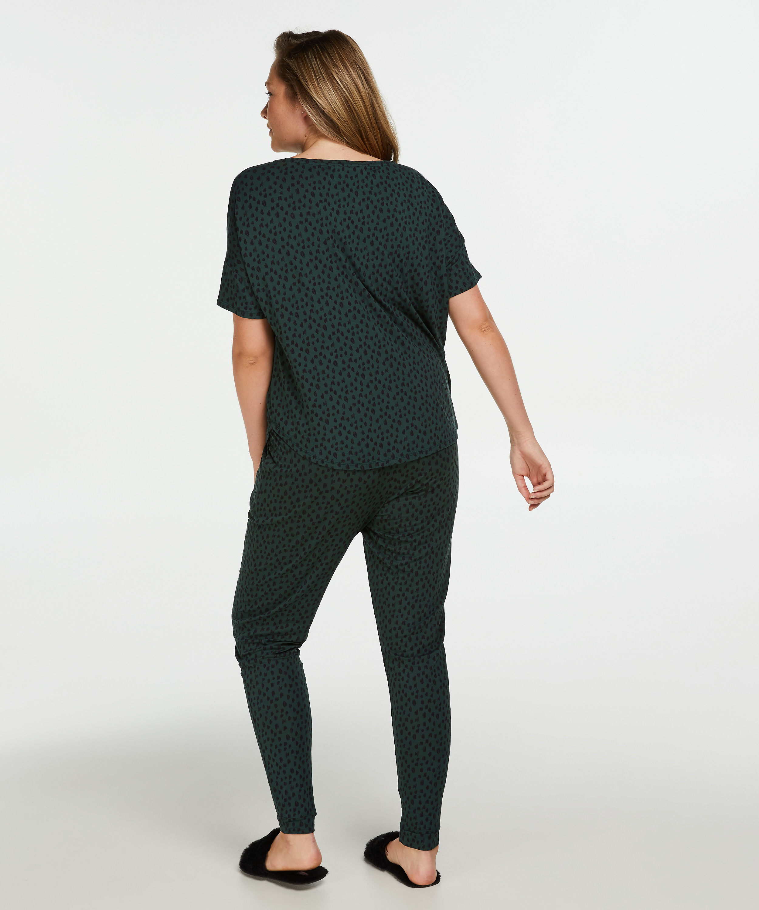 Loose-fitting Pajama Pants, Zielony, main