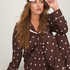 Pyjama Set Poplin Ruffle, Brązowy