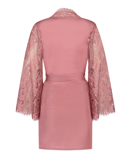 Kimono z koronki na całej powierzchni, R&oacute;żowy