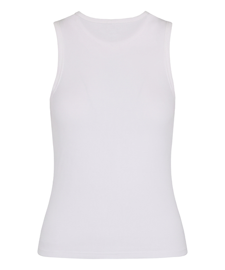 Top Tank z Prążkowanej Bawełny, Biały
