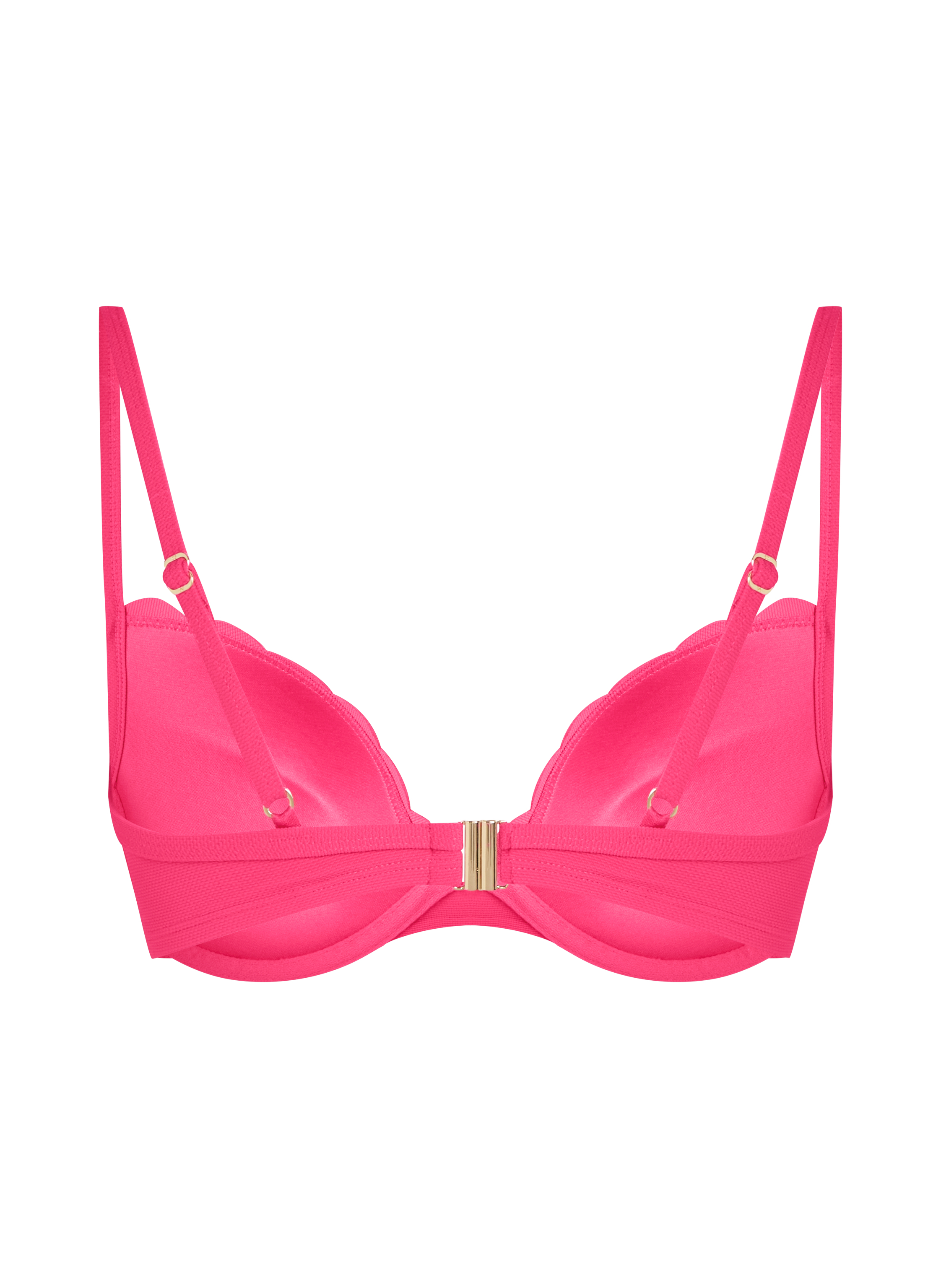 G&oacute;ra od bikini push-up z fiszbinami, z falowanym brzegiem, miseczki A &ndash; E, R&oacute;żowy, main