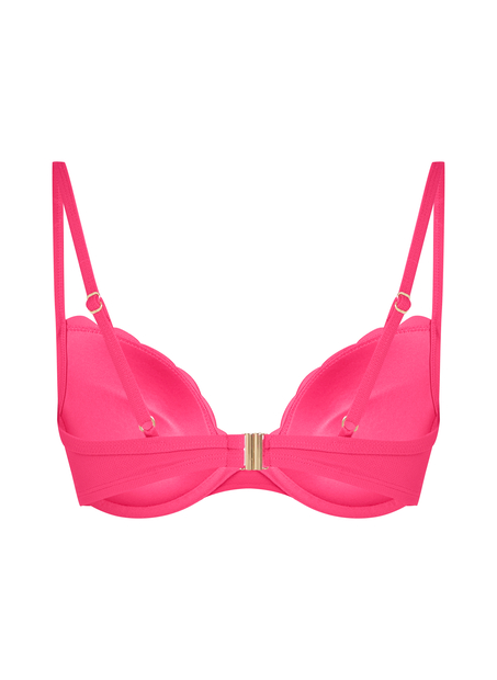 G&oacute;ra od bikini push-up z fiszbinami, z falowanym brzegiem, miseczki A &ndash; E, R&oacute;żowy