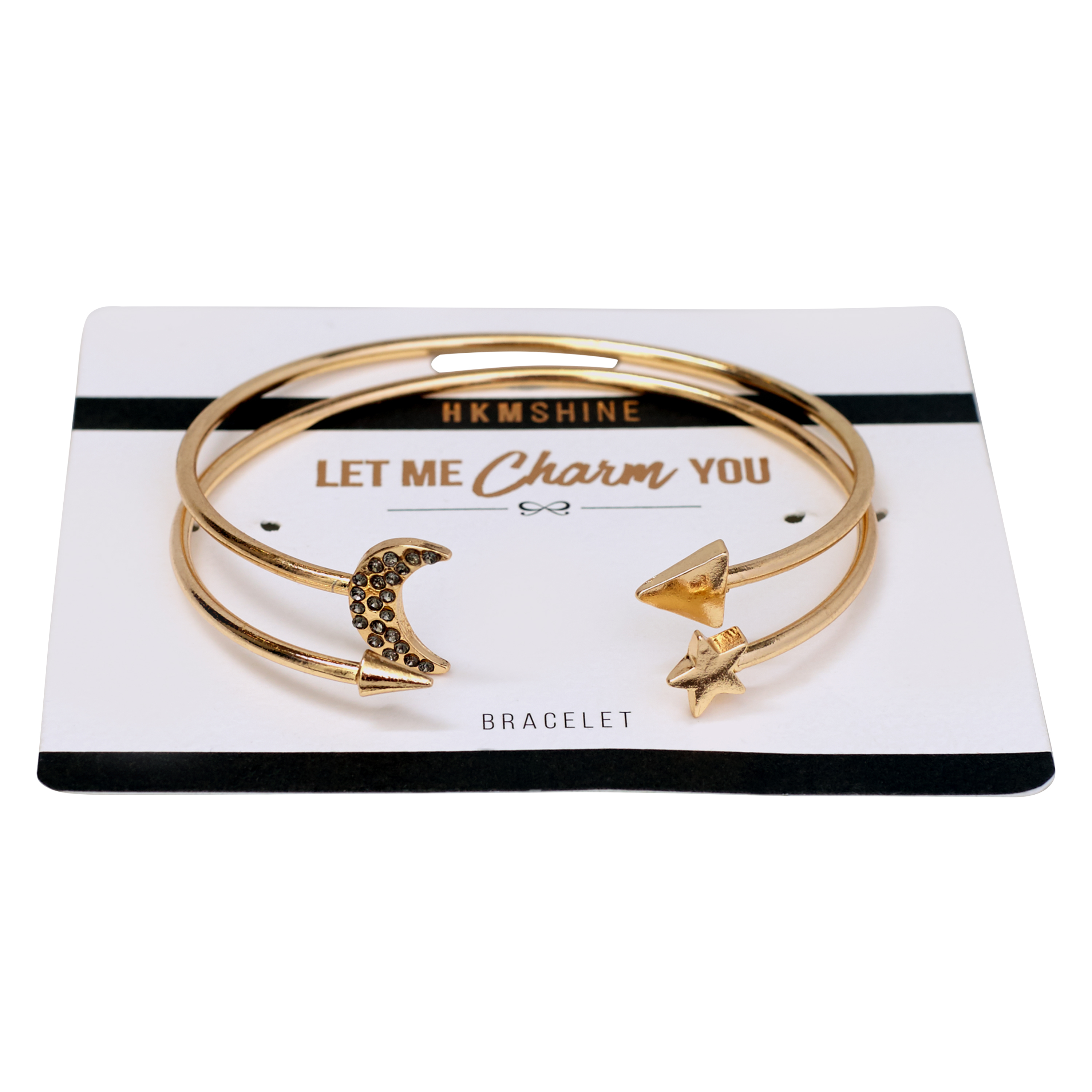 Star & Moon Bracelet Set, Żółty, main