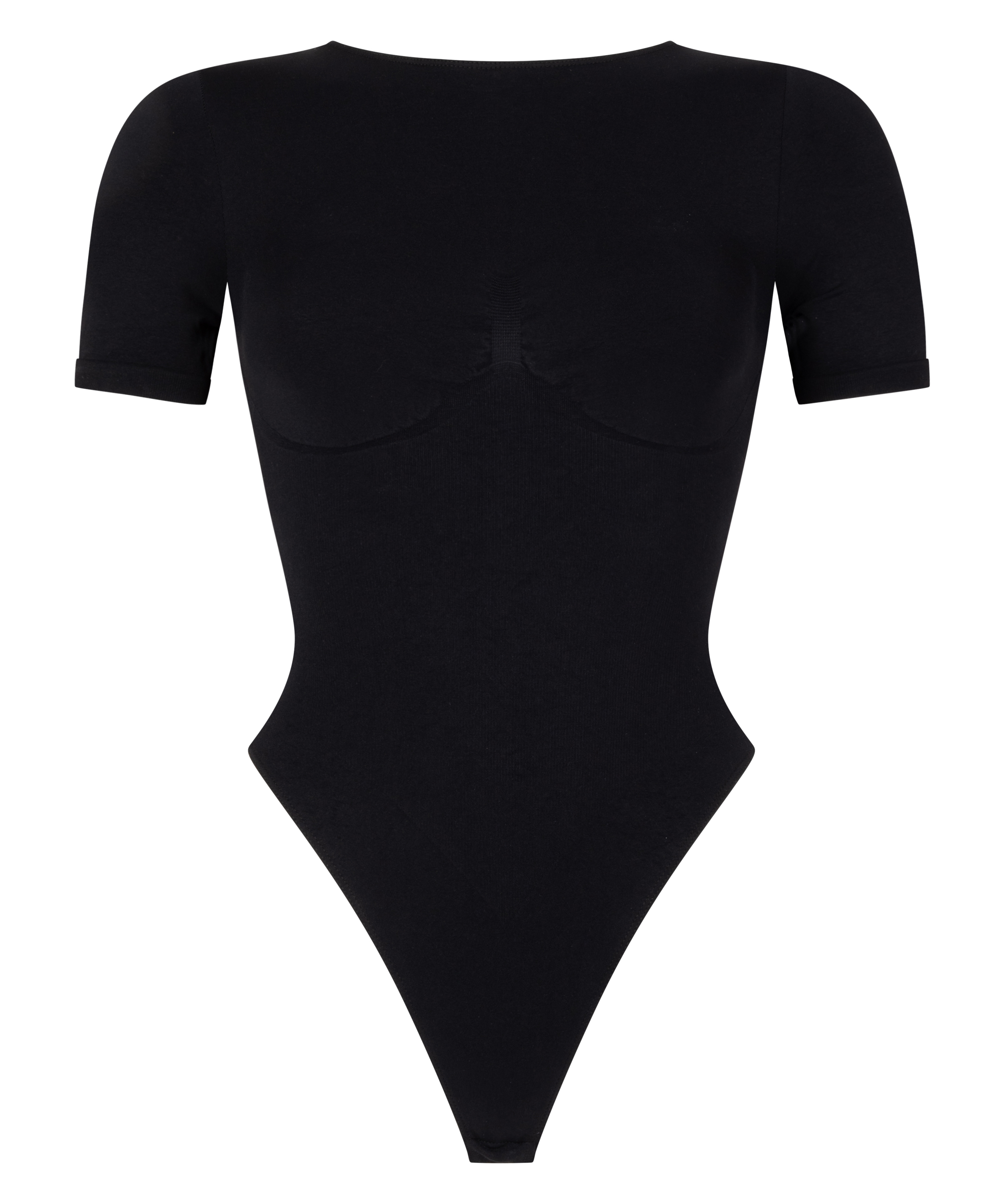 Body bezszwowe z kr&oacute;tkim rękawem, Czarny, main