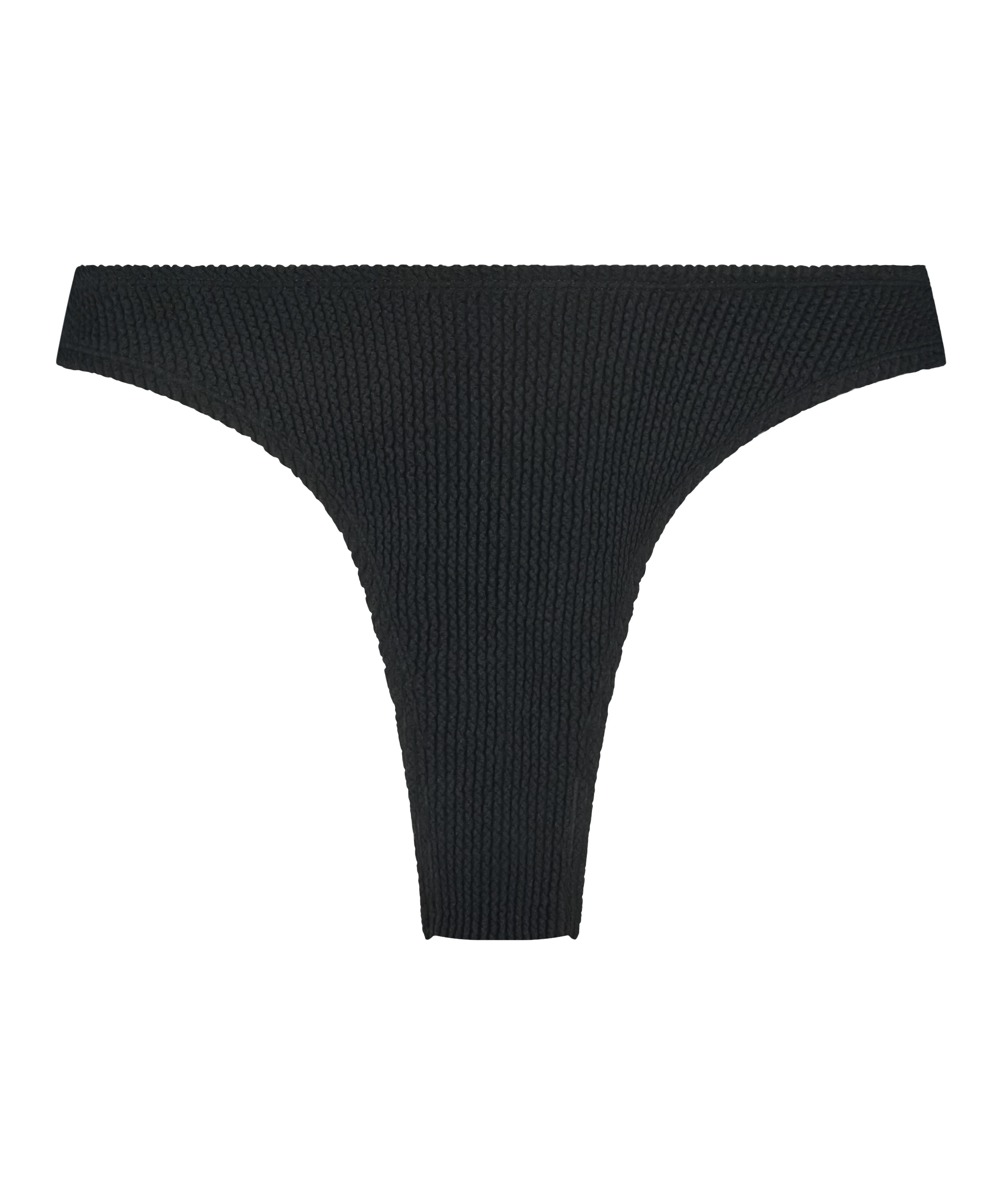 Majtki Bikini Wysoko Krojona Crinkle, Czarny, main