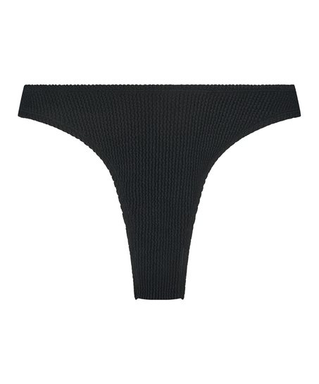 Majtki Bikini Wysoko Krojona Crinkle, Czarny