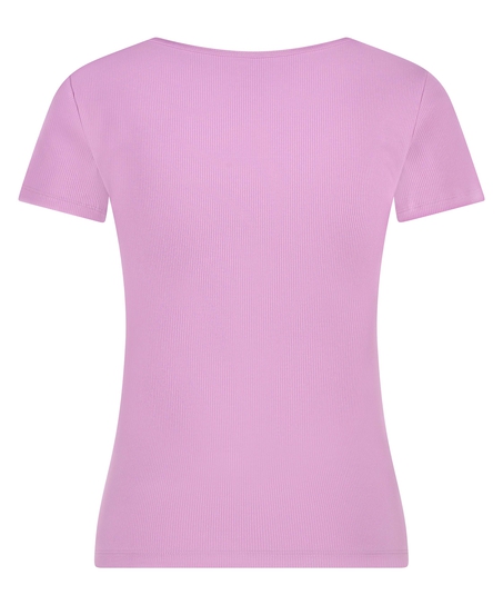 Top od piżamy z kr&oacute;tkimi rękawami Henley, Fioletowy