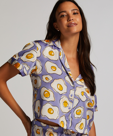 Satynowa narzutka Peppers z kr&oacute;tkim rękawem, Fioletowy