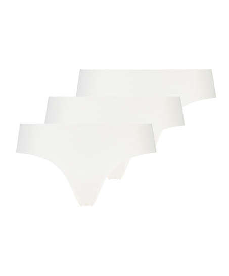 Niewidoczne pod ubraniem brazyliany 3-pak, Biały