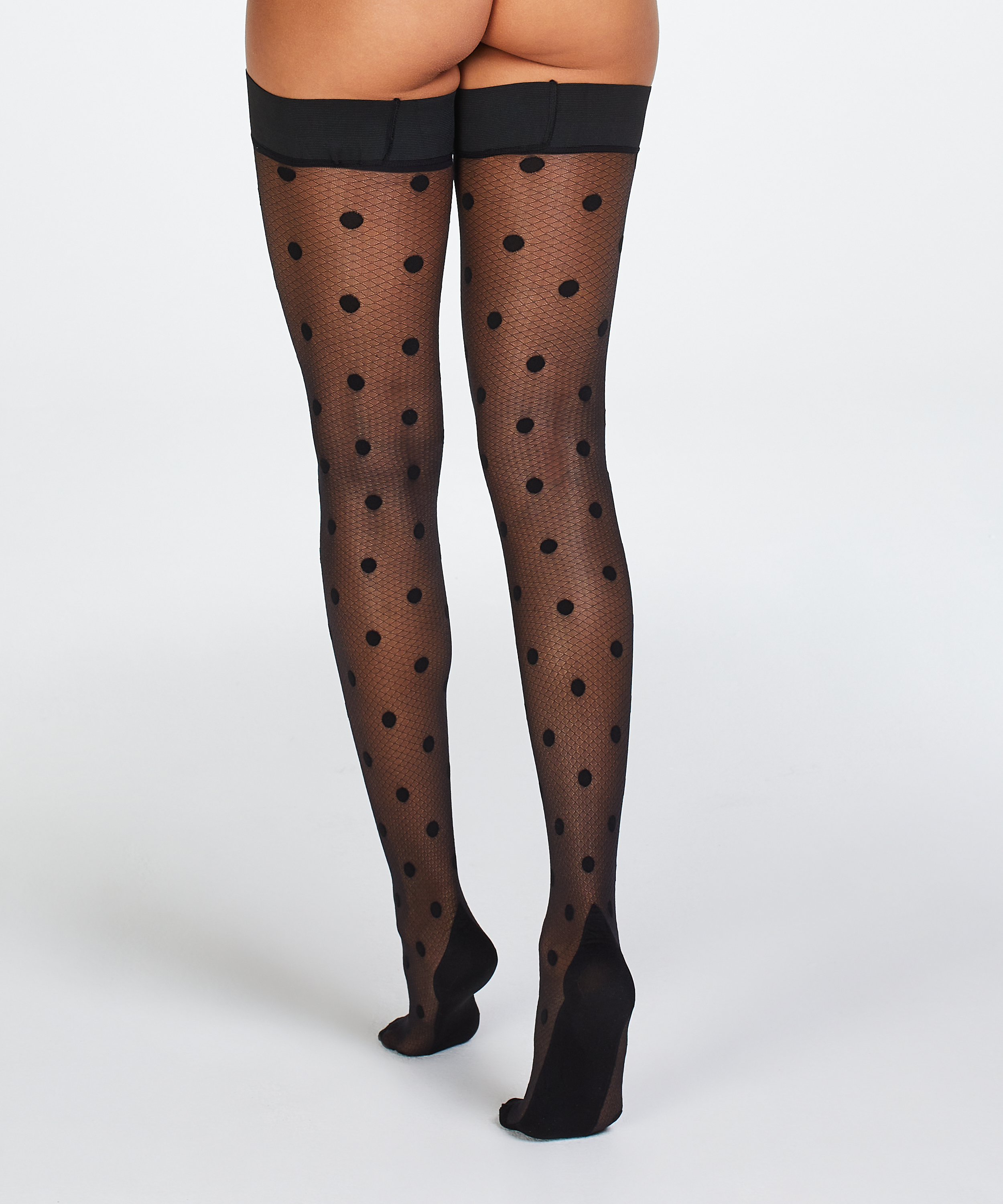 Stay-up 15 Denier Dots Fishnet, Czarny, main