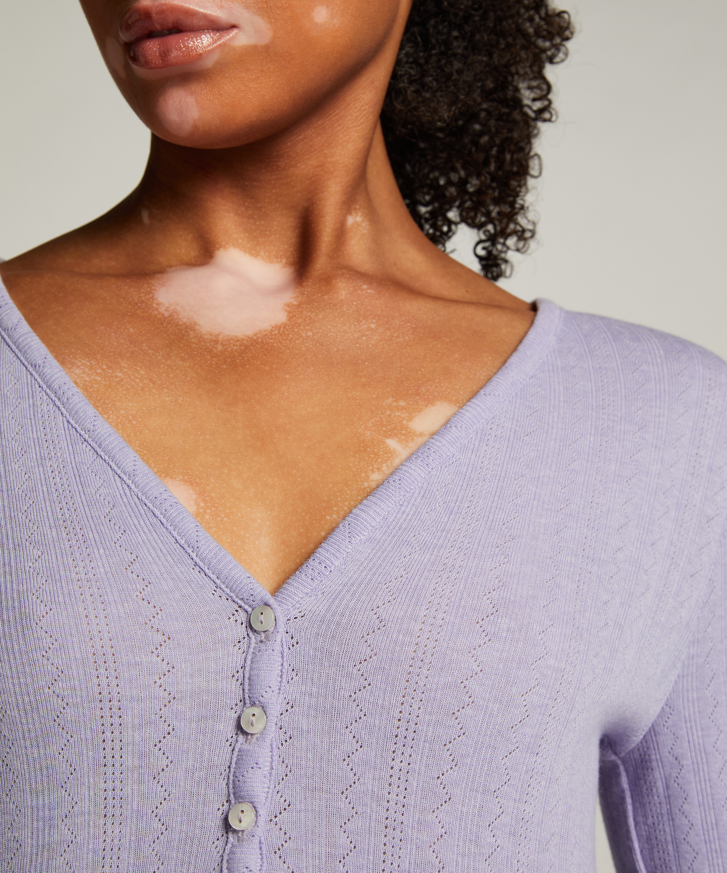 Top od piżamy Henley, Fioletowy, main