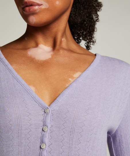 Top od piżamy Henley, Fioletowy