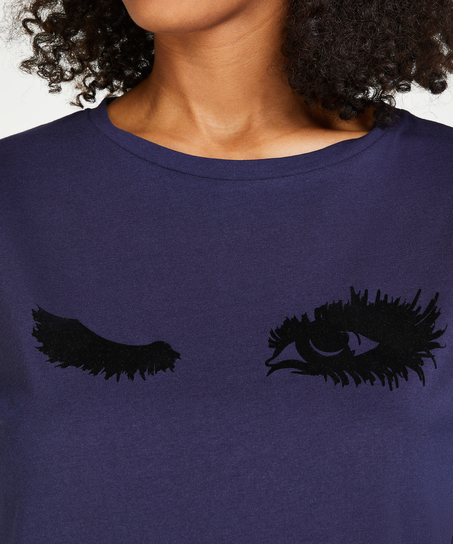 Koszula nocna z okrągłym dekoltem, Niebieski