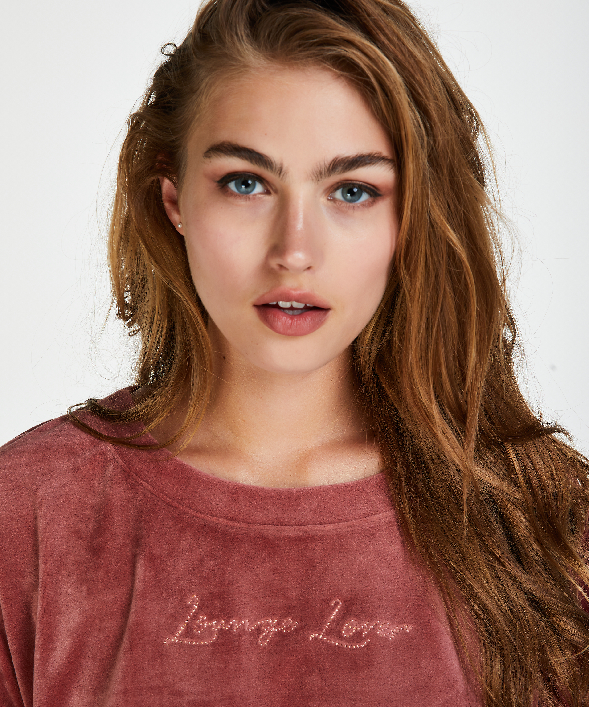 Long-sleeved Velour Top, R&oacute;żowy, main