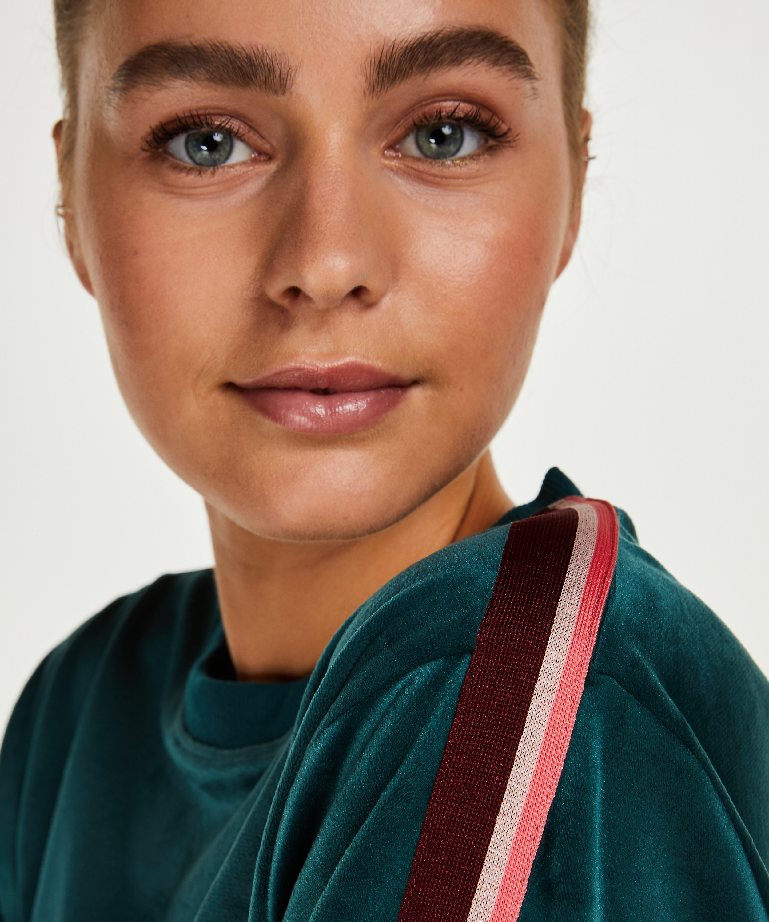 Striped Velvet Top, Zielony, main