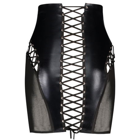 Private Lace-up Mesh Skirt, Czarny