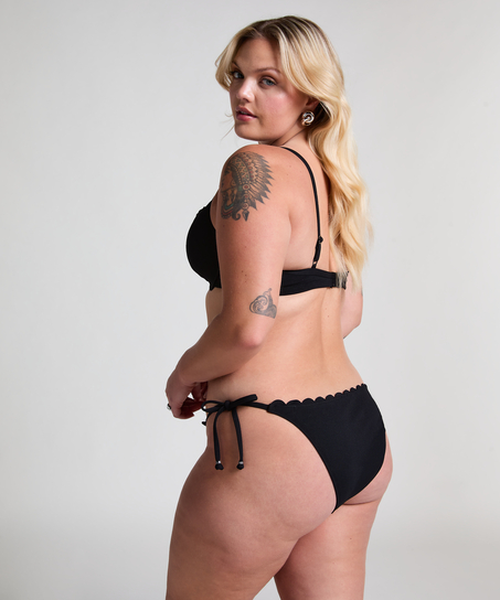 Usztywniany top bikini z fiszbinami Scallop, Czarny