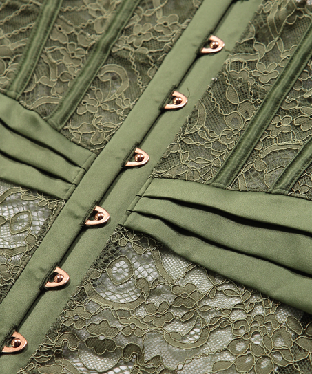 Usztywniony gorset z fiszbinami Amelia, Zielony