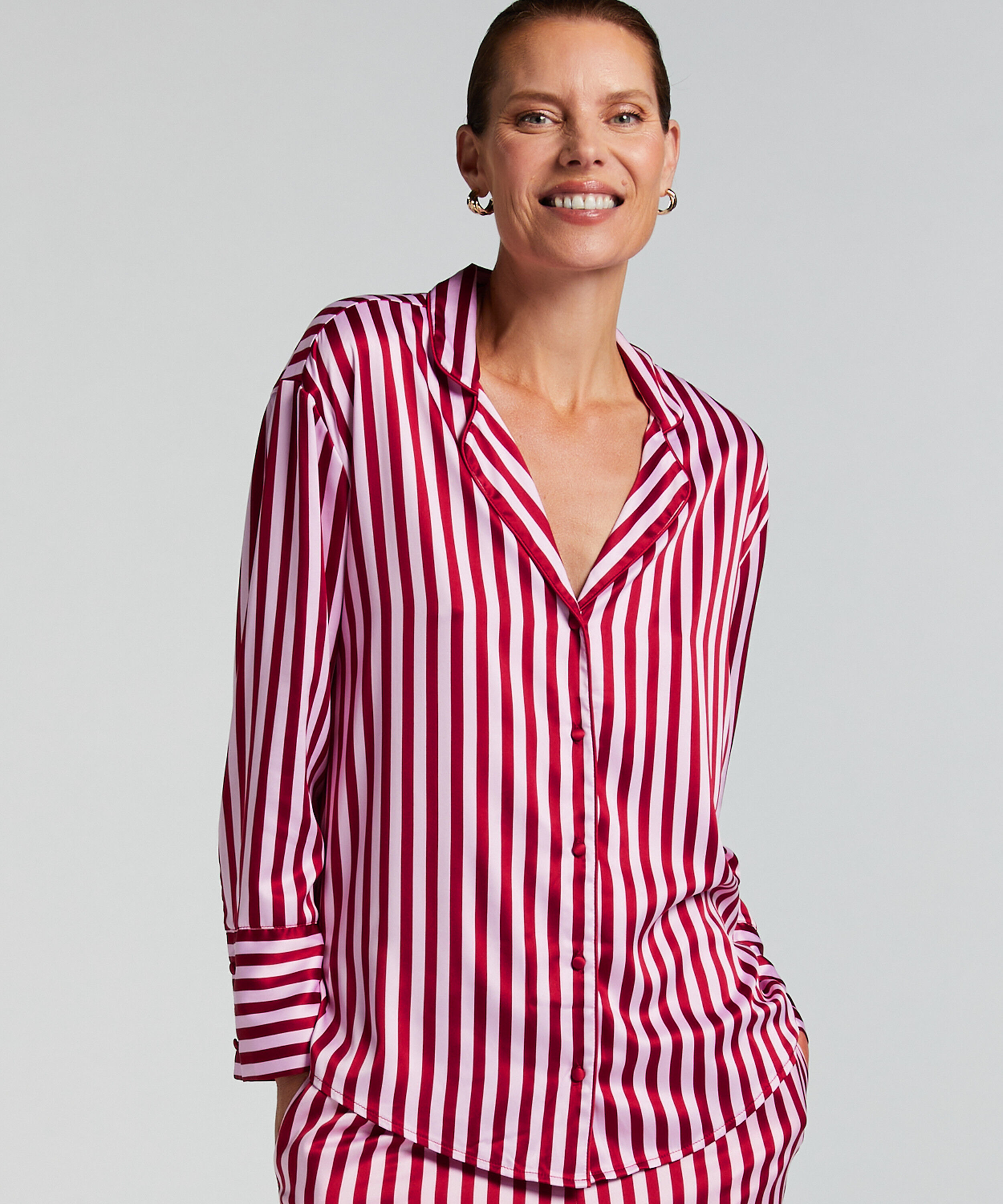 Kurtka z satyny z długimi rękawami, R&oacute;żowy