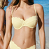 Usztywniona g&oacute;ra od bikini z fiszbinami i bez ramiączek Scallop miseczki E +, Ż&oacute;łty
