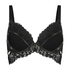 Biustonosz usztywniany z fiszbinami, typu longline push-up Desire, Czarny