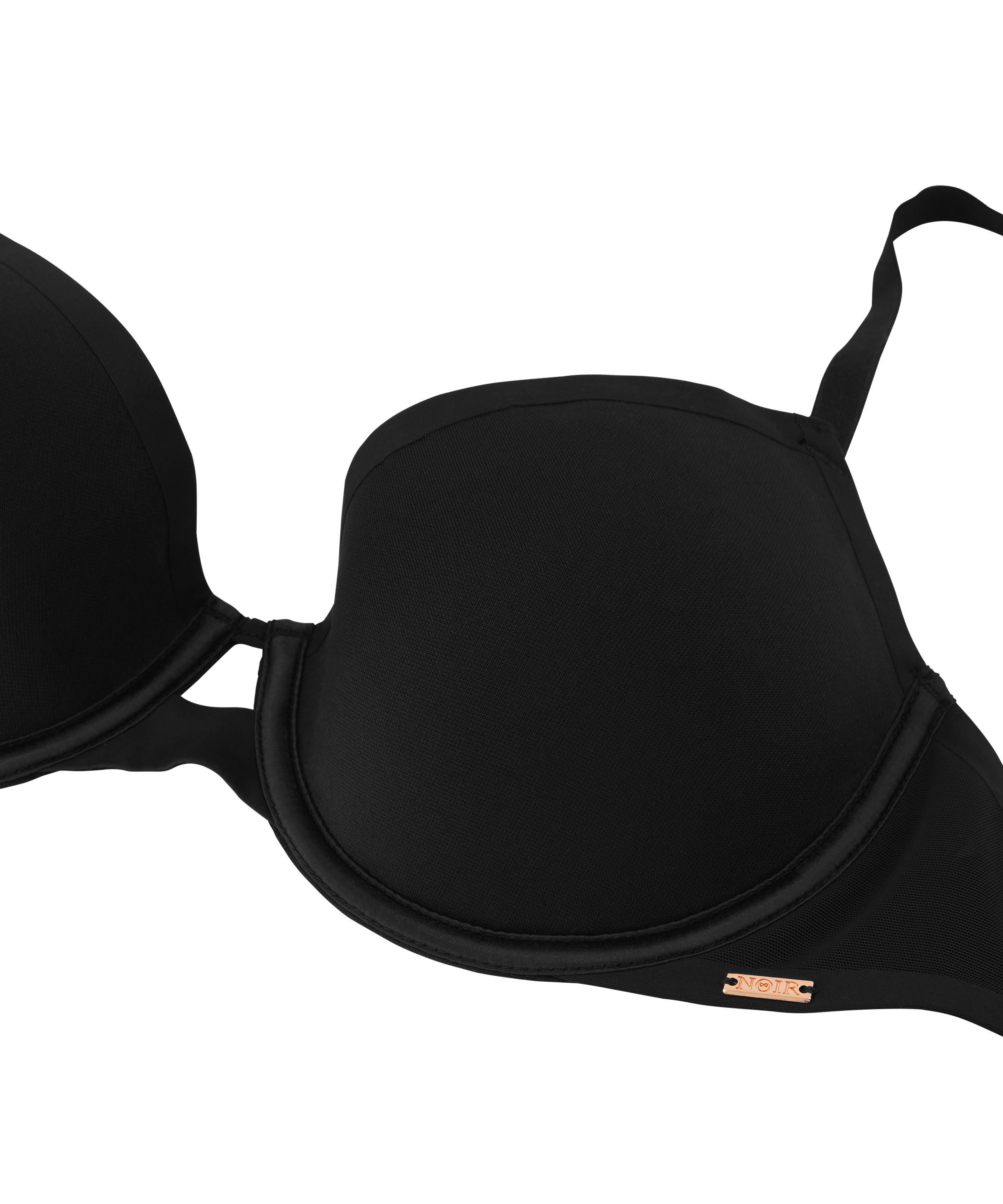 Usztywniony biustonosz push-up z fiszbinami Essential, Czarny, main