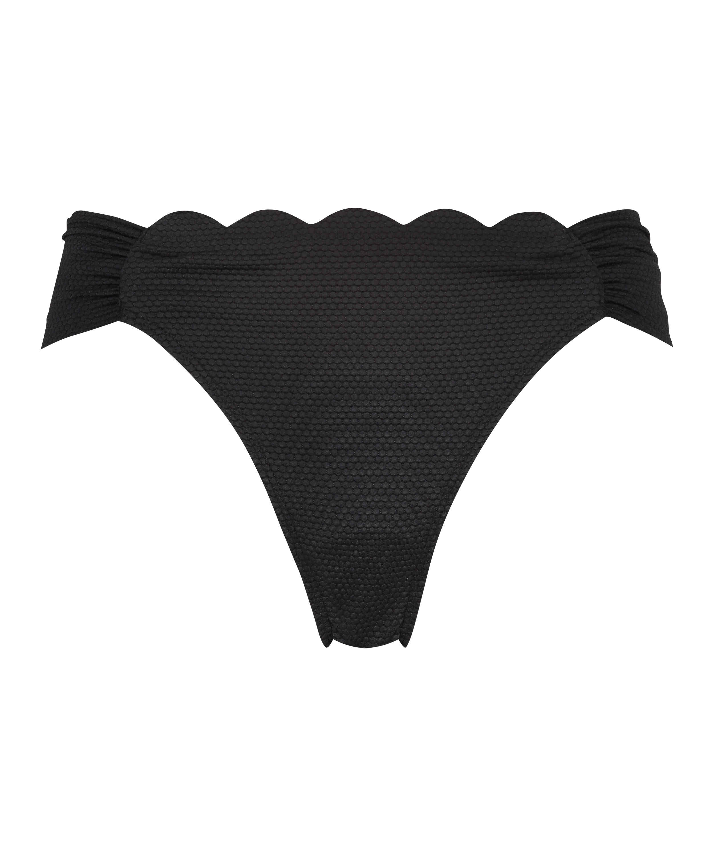 Figi bikini z falowanym brzegiem, Czarny, main
